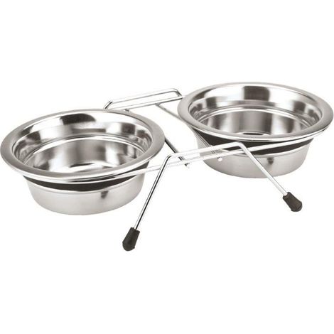 Nobby Doppel-Hundenapf Edelstahl Silent Diner 2x Ø 11 cm - 200 ml silber Futter- & Trinknäpfe
