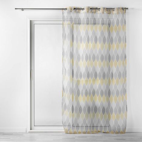 Voilage a oeillets 140 x 240 cm voile imprimé Winter green Jaune (1/4)