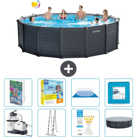 Intex Piscina Graphite Panel Rotonda - 478x124 cm - 9-pezzi S566