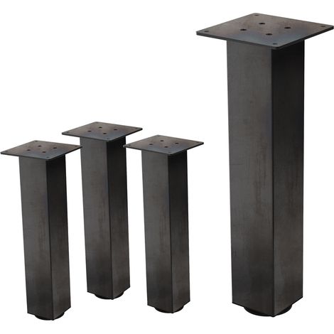 ML-Design 4er Set Tischbeine I-Design 42 cm, Dunkelgrau, Optik Industrial, Stahl pulverbeschichtet, eckig, Profil 8x8 cm, Höhenverstellbare Möbelfüße 1-4 cm, Möbelbeine für Couchtische Bänke TV-Möbel
