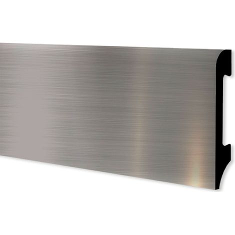 Battiscopa BC Spazzolato in POLIMERI EqualWood HI-TEC 75x14mm Nero, Bianco, Alluminio ecc. (prezzo al metro)-ALLUMINIO (1/2)