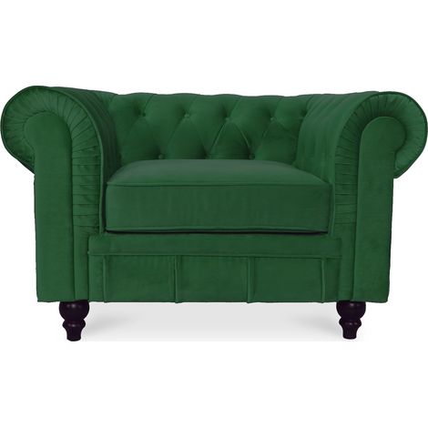 Fauteuil Chesterfield velours Altesse Vert