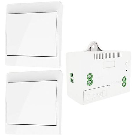 Interrupteur d'éclairage auto-générant sans fil, interrupteur à radiofréquence et récepteur de relais, contrôleur avec fusible, interrupteur cinétique sans batterie (Kit 2 voies 1 clé) (1/5)