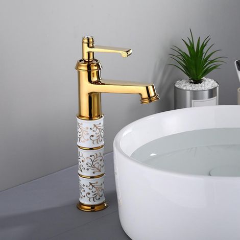 Robinet Salle De Bain, Robinet Lavabo Durable Corps De Cuivre Design Eau Chaude Et Froide Disponible, Moderne Dor Poignée Unique Mitigeur Lavabo, Convient Pour Salle Bain Lavabo Et Lavabo
