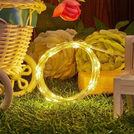 Wasserdichte Solar-Lichterkette aus Kupferdraht mit Fernbedienung, 22 m, 200 warmweiße LEDs, 8 Funktionen (warmweiß) (1/5)