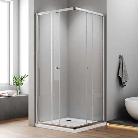 Eckeinstieg Duschkabine 75x90 cm Schiebetüren aus 6mm ESG Sicherheitsglas Duschabtrennung Eckeinstieg Duschwand Höhe 185cm (1/5)