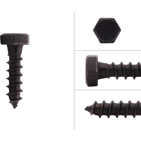 Sechskant Holzschrauben verzinkt schwarz M8 x 30 mm - 25 Stück