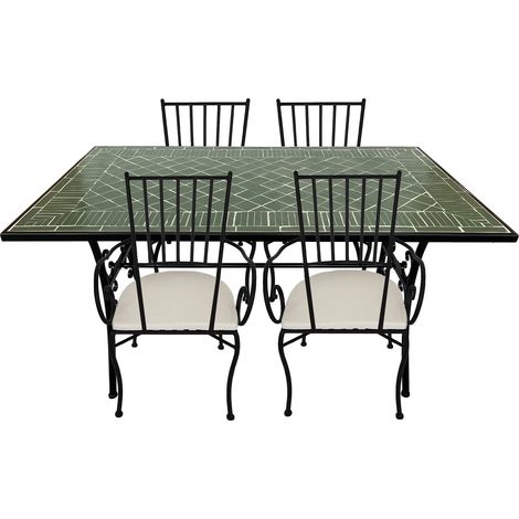 Axi Leonie Table Et Chaise Bistrot, 4 Chaises 1 Table,  Ensemble Bistro Extérieur, Mosaique Vert Foncé - Salon De Jardin Bistrot, Table Bistrot Pour Jardin/Balcon/Terrasse (1/5)