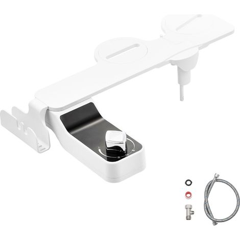 Ultradünner 0,3-Zoll-Bidet-Sprühkopf für Toiletten – Bidet-Sitz mit 2 ausziehbaren Düsen, einstellbarem Wasserdruck, nicht-elektrischem Kaltwasseranschluss, Intim- und Gesäßreinigung, weiß (1/5)