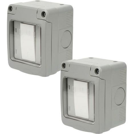 2 pz Contenitore Stagno Con Sportello Modulo Interruttore Unipolare Esterno (1/5)