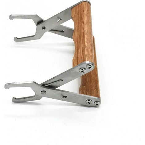 Clip para marco de panal - Soporte de acero inoxidable para marco de apicultura, herramienta de soporte y elevación con mango de madera, ideal para apicultores (1/4)