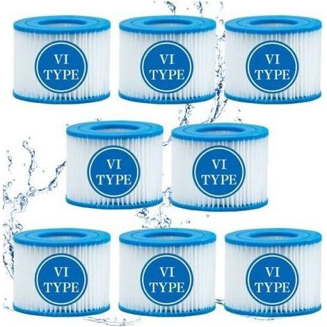 Lot de 8 Filtre VI Cartouche pour Bestway Lay-Z-Spa, Filtre de Spa et de Bain à remous Type VI pour filtres Coleman SaluSpa, pour Filtre Bestway, Lay-Z Spa, pour Intex (1/4)
