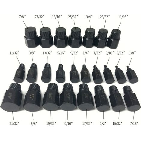 Kit de 25 extracteurs de vis, extracteurs de boulons cassés, extracteurs de goupilles et d'écrous, outils d'extraction pour vis, goujons et raccords endommagés (1/4)