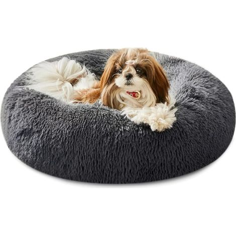 Tapis, coussin et matelas pour chien, chenil pour animaux de compagnie, chenil rond en peluche pour garder au chaud en hiver - ∅80CM gris foncé, adapté aux chiens de taille moyenne ou aux grands chats (1/5)