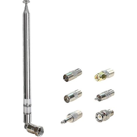 Antenne radio AM/FM universelle 75 ohms, 120 cm (47,2 pouces) de long, antenne télescopique de remplacement en acier inoxydable à 10 sections, pour la diffusion et la télévision (1/4)