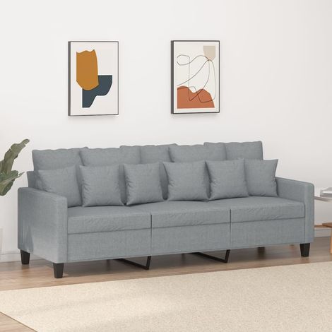 Sofá de 3 plazas de tela gris claro 180 cm vidaXL