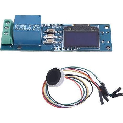 ZW101 Fingerabdruck-Relaismodul, Zutrittskontrolle für Sicherheitsboxen, Einkanalig, 0,96-Zoll-OLED-Bildschirm, 5 V (1/5)
