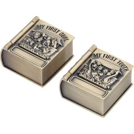 Boîte à dent de lait en métal, motif gravé de qualité, polissage soigné, coffret durable pour bébé, rangement élégant des souvenirs. (1/5)