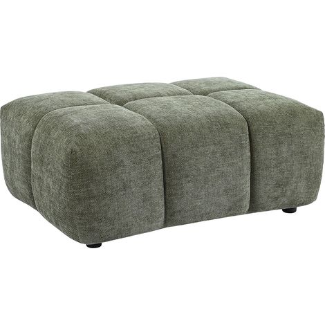 Pouf en tissu texturé vert APOLIU (1/3)