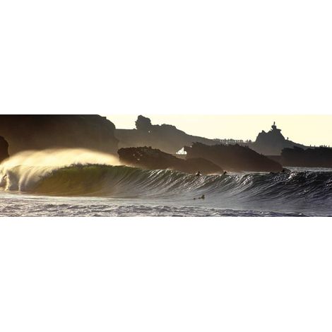 Tableau sur toile grande plage de Biarritz 30x97 cm - Impression sur Toile Murale Décorative - Image imprimée en HD sur Toile - Toile sur Châssis en Bois FSC - Fabriqué en France (1/4)