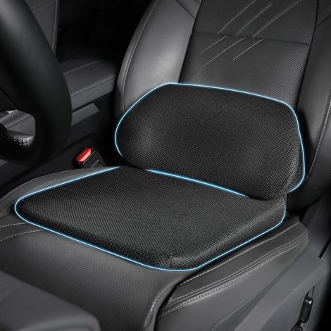 Car seat cushion and lumbar support, driving comfort, relieves back pain, corner cushion for truck, adjustable size, memory foam, soft fabric, aerates without draining, improves posture (1/5)