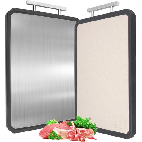 Tagliere bifacciale, tagliere professionale in acciaio inox con maniglia integrata, antimicrobico, lavabile in lavastoviglie, tagliere per carne, pesce e frutta (1/5)
