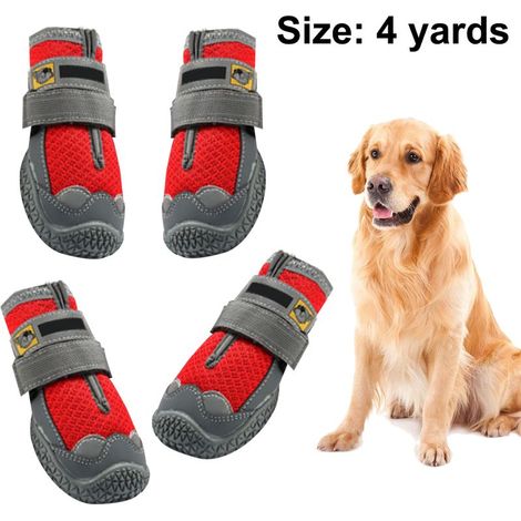 Bottes pour chien imperméables avec fermeture velcro réfléchissante, semelle robuste antidérapante et protection anti-dérapante pour les pattes des chiens de taille moyenne à grande. (1/4)