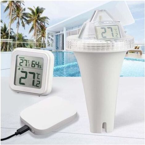 Wi-Fi Thermomètre de Piscine Flottant, Étanchéité IP68, Thermometre Piscine Connecté, App Moniteur à Distance,Thermomètre Piscine Sans Fil Radio avec Passerelle WiFI, pour Spa, Aquarium, É (1/5)