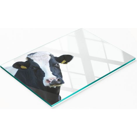 Küchenservierbrett aus gehärtetem Glas mit Kuhmotiv, 80 x 52 cm (1/5)