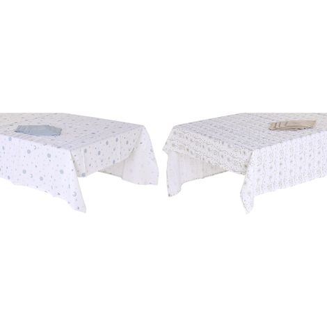 Tischdecke und Servietten DKD Home Decor 150 x 150 x 0,5 cm Blau Braun Weiß (2 Stück)