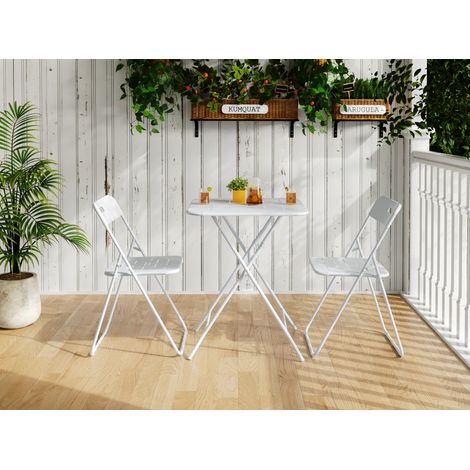 Mesa bistró plegable con 2 sillas de jardín blanca HAVRYA (1/5)