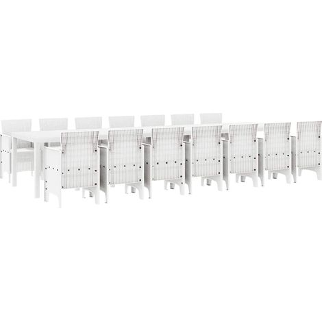 Maison Exclusive - Set da pranzo da giardino con cuscini 15 pz Bianco PP (1/5)