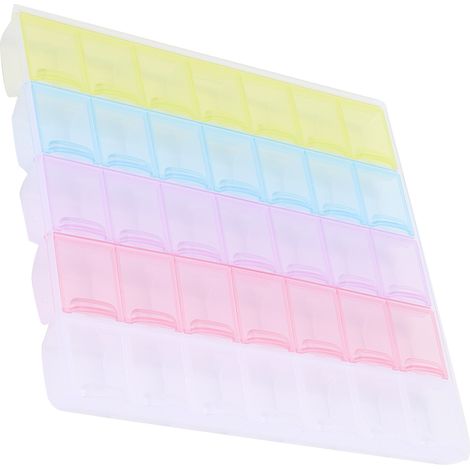 Boîte de rangement multicolore facile à utiliser, 35 compartiments, idéale pour ranger pilules, perles, boucles d'oreilles et bagues. (1/5)