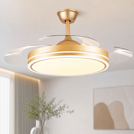 Ventilateur de plafond avec lumière LED, 108 cm, moteur silencieux en cuivre, spectre complet Ra98, télécommande, idéal salon 20m² (1/5)