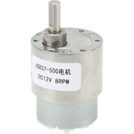 Moteur réducteur à vis sans fin JGB37 500, 8 tr/min, autobloquant, réversible, alliage aluminium et laiton, pour automatisation (1/4)