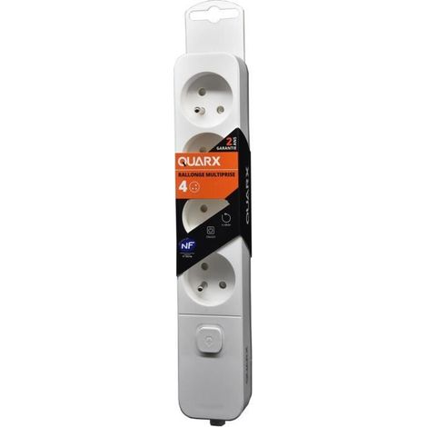 Steckdosenleiste - QUARX - 4 Steckdosen - Mit Schalter, 1,5m Kabel