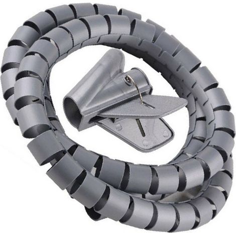 TrAdE Shop Traesio - Raccogli Cavo Spiralato Organizer Copri Fili Cavi Elettrici 2,5cm X 1,5mt Grigio - (1/2)