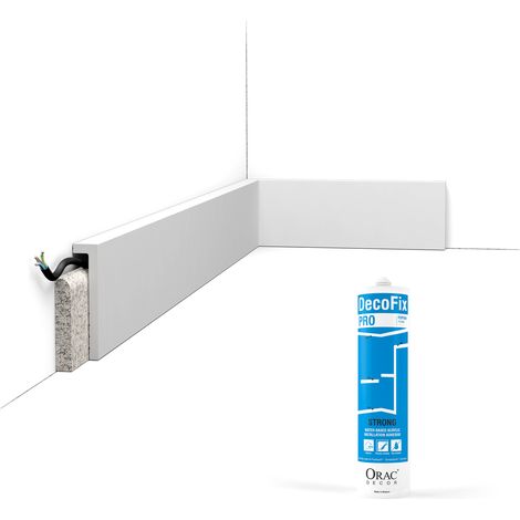 Pack 10 mètres Plinthes de rénovation SX171 avec colle - Orac x Cimaises-et-plus - 10x2,2x200cm (h x p x L) - surplinthe décorative polymère (1/5)