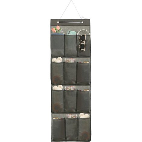 Sac de rangement suspendu pour porte,pour sous-vêtements et culottes, sac de rangement multifonctionnel,Gris [12 compartiments]