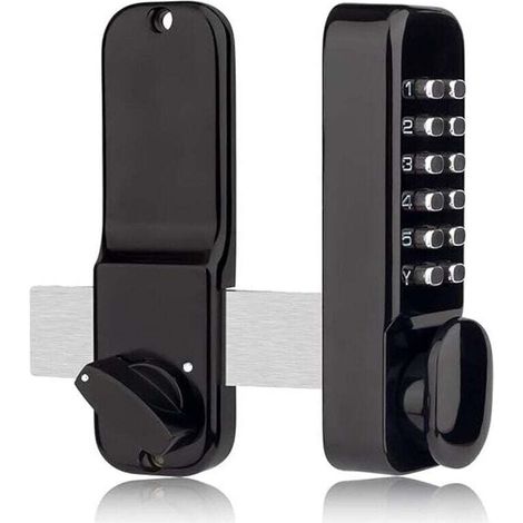 Stainless steel mechanical door lock with keypad (black) (1/4)