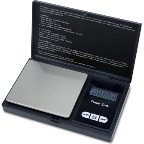 Balance Numérique Fine 500 g en Noir - Balance de Poche électronique avec Fonction tare et écran LCD - Précise pour Les pièces de Monnaie, Les Bijoux, l'or, la Cuisine (1/5)