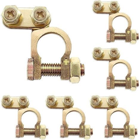 Terminales de batería, 3 pares de terminales de latón de 12V/24V, terminales de batería de sujeción firme para automóviles, camiones, caravanas, autocaravanas y baterías de camiones. (1/5)