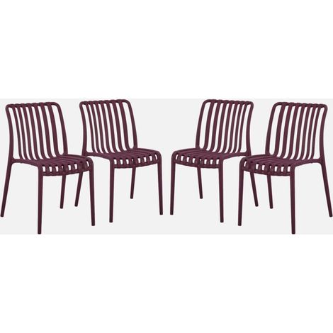 Silla de jardín de plástico, apilable, set de 4 (1/5)