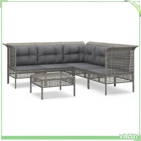 Salon de jardin - FAFEICY - 3187514 - Résine tressée gris - 6 pièces modulable - Cadre acier (1/5)