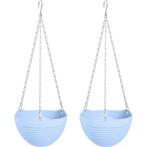 Lot de 2 petits pots de fleurs suspendus bleus