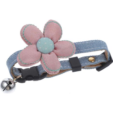 Hundehalsband mit verstellbarer Schnalle, Blumenhalsband mit Glöckchenkette für Haustiere (1/5)