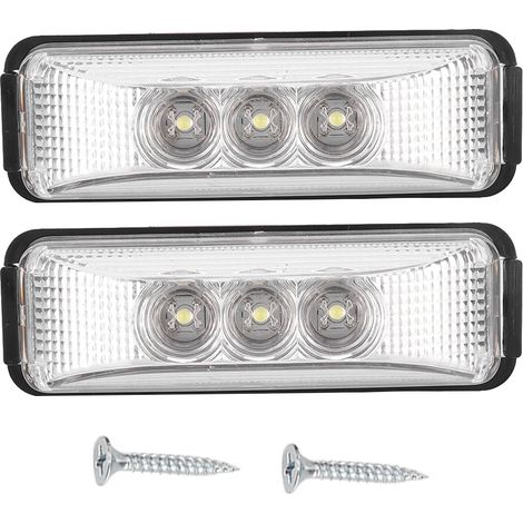 2 pièces ABS coque PC 12V haute luminosité LED lumière 3 perles F3 feu de signalisation latéral camion 1.2W (blanc) (1/5)