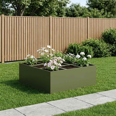 vidaXL Macetero de Jardín Verde oliva 100 x 100 x 40 cm (1/5)