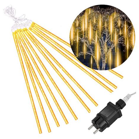 SPRINGOS LED-Lichterkette mit Falleffekt Gesamtlänge 6 m 10 Stäbe 480 LEDs Warmweiß Meteorschauer Sternschnuppe Lichtregen, Weihnachtsbeleuchtung für Balkon Garten Terrasse