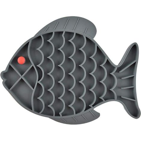 Gamelle anti-étouffement en silicone gris pour chiens et chats - Gamelle à alimentation lente (1/5)